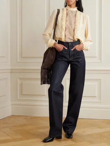 Valentino Garavani Ruffled Pintucked Lace-trimmed Silk Crepe De Chine Blouse | Thumbnail 5 Valentino Garavani Ruffled Pintucked Lace-trimmed Silk Crepe De Chine Blouse | Thumbnail 5