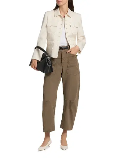 Nili Lotan Women's Jamison Wool Shirt Jacket - Stone | Thumbnail 2 Nili Lotan Women's Jamison Wool Shirt Jacket - Stone | Thumbnail 2