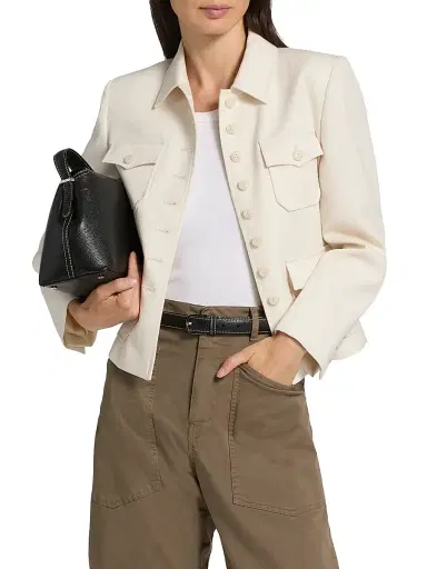 Nili Lotan Women's Jamison Wool Shirt Jacket - Stone | Thumbnail 3 Nili Lotan Women's Jamison Wool Shirt Jacket - Stone | Thumbnail 3