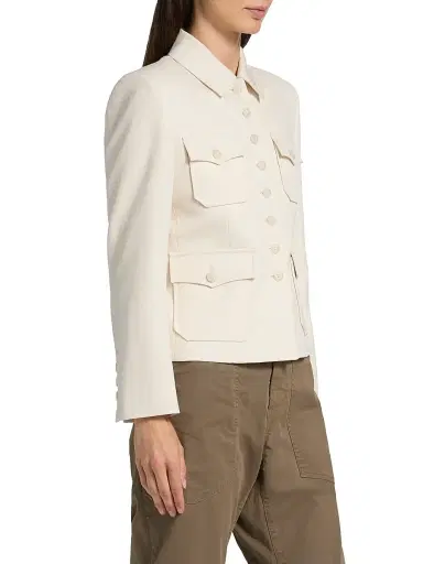Nili Lotan Women's Jamison Wool Shirt Jacket - Stone | Thumbnail 4 Nili Lotan Women's Jamison Wool Shirt Jacket - Stone | Thumbnail 4