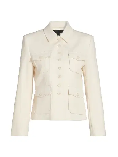 Nili Lotan Women's Jamison Wool Shirt Jacket - Stone | Thumbnail 1 Nili Lotan Women's Jamison Wool Shirt Jacket - Stone | Thumbnail 1