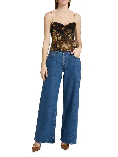 Reformation Women's Pixie Printed Sweetheart Top - Grand Dame | Thumbnail 2 Reformation Women's Pixie Printed Sweetheart Top - Grand Dame | Thumbnail 2