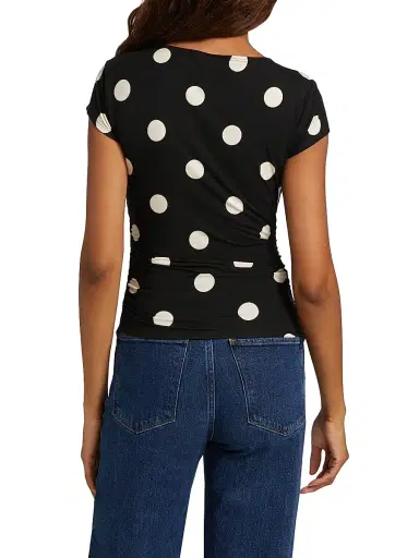 Reformation Women's Addison Polka Dot Stretch Knit Top - Moon Dot | Thumbnail 5 Reformation Women's Addison Polka Dot Stretch Knit Top - Moon Dot | Thumbnail 5