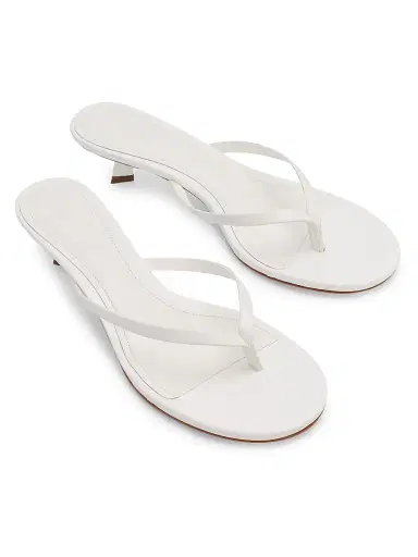 Schutz Women's Carolyn 50MM Leather Kitten-Heel Sandals - White | Thumbnail 2 Schutz Women's Carolyn 50MM Leather Kitten-Heel Sandals - White | Thumbnail 2