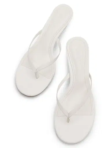 Schutz Women's Carolyn 50MM Leather Kitten-Heel Sandals - White | Thumbnail 4 Schutz Women's Carolyn 50MM Leather Kitten-Heel Sandals - White | Thumbnail 4