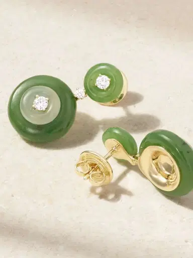 Fernando Jorge Signal 18-karat Gold Diamond, Jade And Aquamarine Earrings | Thumbnail 3 Fernando Jorge Signal 18-karat Gold Diamond, Jade And Aquamarine Earrings | Thumbnail 3