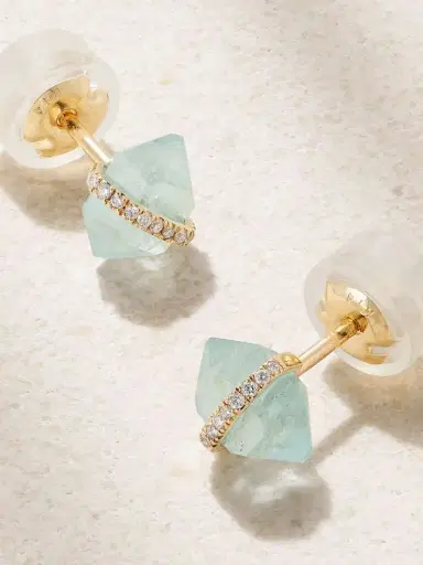 Melissa Joy Manning 14-karat Recycled Gold, Aquamarine And Herkimer Diamond Earrings | Thumbnail 3 Melissa Joy Manning 14-karat Recycled Gold, Aquamarine And Herkimer Diamond Earrings | Thumbnail 3
