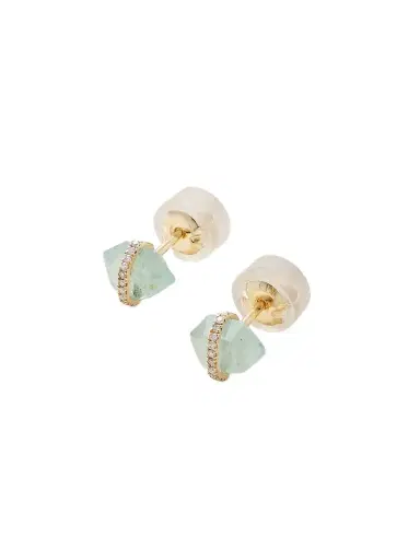 Melissa Joy Manning 14-karat Recycled Gold, Aquamarine And Herkimer Diamond Earrings | Thumbnail 1 Melissa Joy Manning 14-karat Recycled Gold, Aquamarine And Herkimer Diamond Earrings | Thumbnail 1