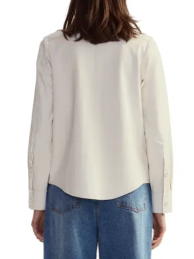 Cynthia Rowley Women's Leather Button-Front Shirt - White | Thumbnail 4 Cynthia Rowley Women's Leather Button-Front Shirt - White | Thumbnail 4