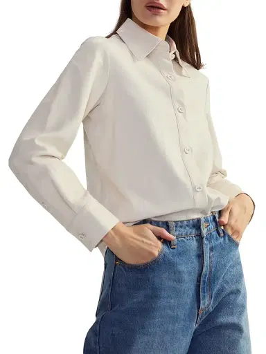 Cynthia Rowley Women's Leather Button-Front Shirt - White | Thumbnail 5 Cynthia Rowley Women's Leather Button-Front Shirt - White | Thumbnail 5