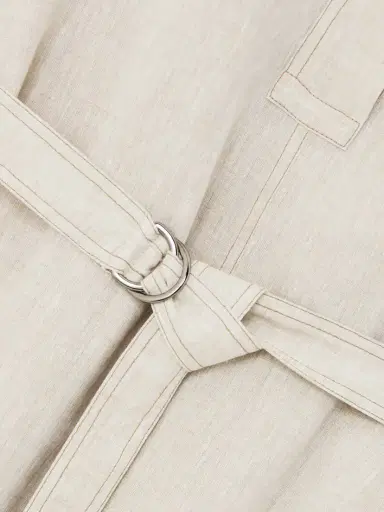 Brunello Cucinelli Belted Bead-embellished Linen Midi Dress | Thumbnail 4 Brunello Cucinelli Belted Bead-embellished Linen Midi Dress | Thumbnail 4