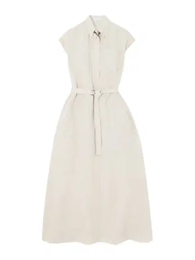 Brunello Cucinelli Belted Bead-embellished Linen Midi Dress | Thumbnail 1 Brunello Cucinelli Belted Bead-embellished Linen Midi Dress | Thumbnail 1