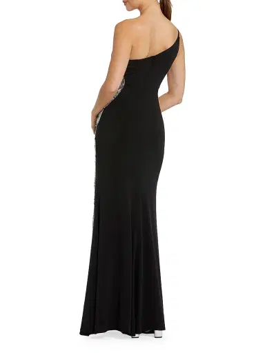 Mac Duggal Women's Embellished One-Shoulder Jersey Gown - Black | Thumbnail 2 Mac Duggal Women's Embellished One-Shoulder Jersey Gown - Black | Thumbnail 2