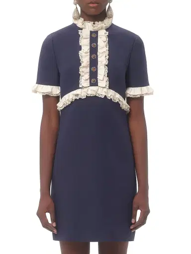 Valentino Garavani Women's Crepe Couture Short Dress - Indigo | Thumbnail 2 Valentino Garavani Women's Crepe Couture Short Dress - Indigo | Thumbnail 2