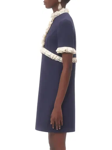 Valentino Garavani Women's Crepe Couture Short Dress - Indigo | Thumbnail 3 Valentino Garavani Women's Crepe Couture Short Dress - Indigo | Thumbnail 3