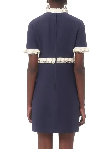 Valentino Garavani Women's Crepe Couture Short Dress - Indigo | Thumbnail 4 Valentino Garavani Women's Crepe Couture Short Dress - Indigo | Thumbnail 4