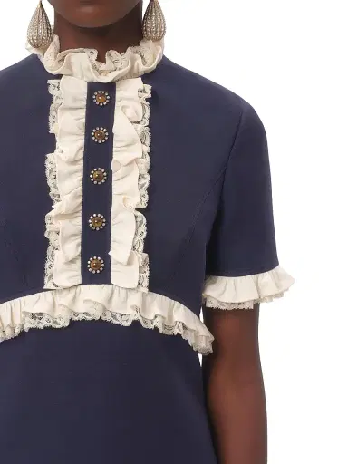 Valentino Garavani Women's Crepe Couture Short Dress - Indigo | Thumbnail 6 Valentino Garavani Women's Crepe Couture Short Dress - Indigo | Thumbnail 6