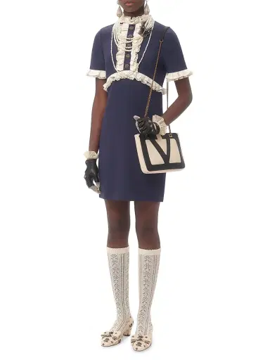 Valentino Garavani Women's Crepe Couture Short Dress - Indigo | Thumbnail 7 Valentino Garavani Women's Crepe Couture Short Dress - Indigo | Thumbnail 7