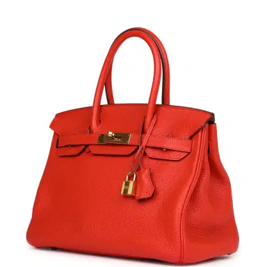 HERMÈS Pre-owned Hermes Birkin 30 Geranium Togo Gold Hardware | Thumbnail 5 HERMÈS Pre-owned Hermes Birkin 30 Geranium Togo Gold Hardware | Thumbnail 5