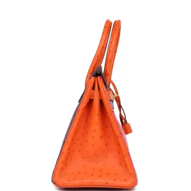HERMÈS Pre-owned Hermes Special Order (HSS) Birkin 30 Tangerine, Violet and Bougainvillea Ostrich Gold Hardware | Thumbnail 3 HERMÈS Pre-owned Hermes Special Order (HSS) Birkin 30 Tangerine, Violet and Bougainvillea Ostrich Gold Hardware | Thumbnail 3