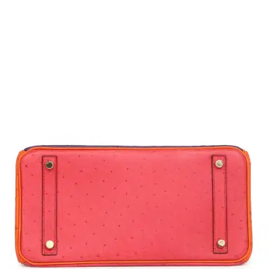 HERMÈS Pre-owned Hermes Special Order (HSS) Birkin 30 Tangerine, Violet and Bougainvillea Ostrich Gold Hardware | Thumbnail 6 HERMÈS Pre-owned Hermes Special Order (HSS) Birkin 30 Tangerine, Violet and Bougainvillea Ostrich Gold Hardware | Thumbnail 6