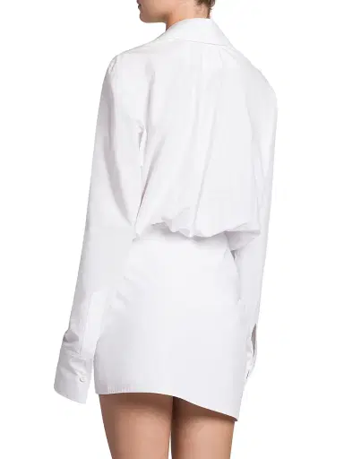 The Attico Women's Gathered Cotton Shirtdress - White - Size 0 | Thumbnail 5 The Attico Women's Gathered Cotton Shirtdress - White - Size 0 | Thumbnail 5