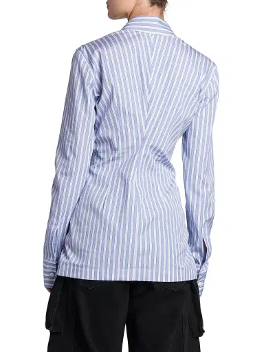 The Attico Women's Gathered Striped Cotton Shirt - White Navy Blue | Thumbnail 5 The Attico Women's Gathered Striped Cotton Shirt - White Navy Blue | Thumbnail 5