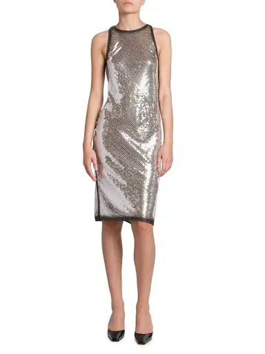 The Attico Women's Sequined Knee-Length Dress - Silver | Thumbnail 3 The Attico Women's Sequined Knee-Length Dress - Silver | Thumbnail 3