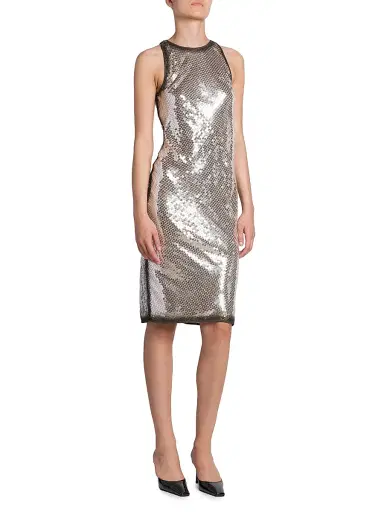 The Attico Women's Sequined Knee-Length Dress - Silver | Thumbnail 4 The Attico Women's Sequined Knee-Length Dress - Silver | Thumbnail 4