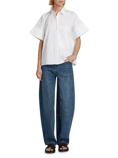 Co Women's Boxy Cotton Poplin Button-Front Shirt - White - Size XL | Thumbnail 2 Co Women's Boxy Cotton Poplin Button-Front Shirt - White - Size XL | Thumbnail 2