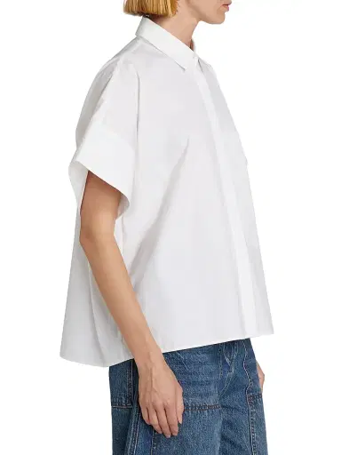 Co Women's Boxy Cotton Poplin Button-Front Shirt - White - Size XL | Thumbnail 4 Co Women's Boxy Cotton Poplin Button-Front Shirt - White - Size XL | Thumbnail 4