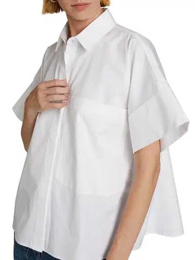 Co Women's Boxy Cotton Poplin Button-Front Shirt - White - Size XL | Thumbnail 6 Co Women's Boxy Cotton Poplin Button-Front Shirt - White - Size XL | Thumbnail 6