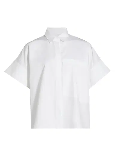 Co Women's Boxy Cotton Poplin Button-Front Shirt - White - Size XL | Thumbnail 1 Co Women's Boxy Cotton Poplin Button-Front Shirt - White - Size XL | Thumbnail 1