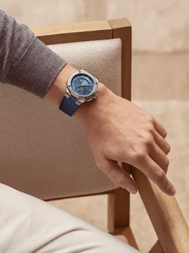 Baume & Mercier Men's Riviera 10761 Stainless Steel, Rubber & Canvas Strap Watch/43MM - Blue | Thumbnail 2 Baume & Mercier Men's Riviera 10761 Stainless Steel, Rubber & Canvas Strap Watch/43MM - Blue | Thumbnail 2