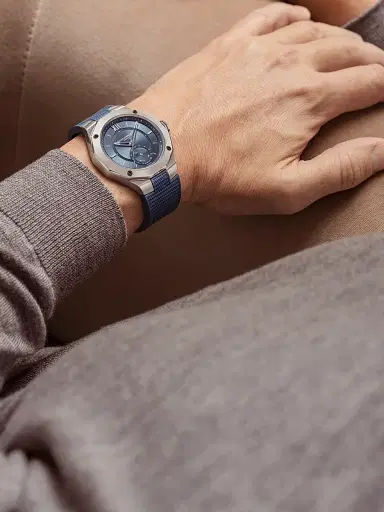 Baume & Mercier Men's Riviera 10761 Stainless Steel, Rubber & Canvas Strap Watch/43MM - Blue | Thumbnail 3 Baume & Mercier Men's Riviera 10761 Stainless Steel, Rubber & Canvas Strap Watch/43MM - Blue | Thumbnail 3