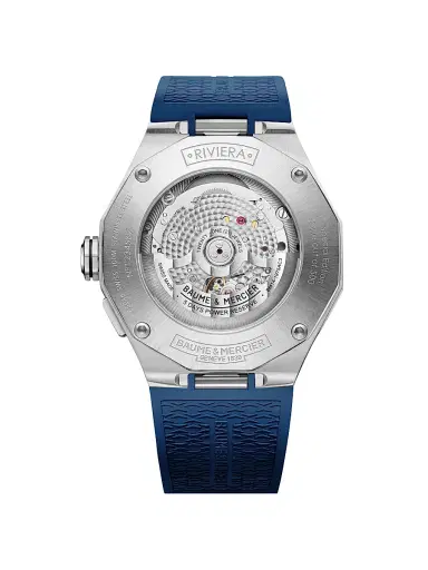 Baume & Mercier Men's Riviera 10761 Stainless Steel, Rubber & Canvas Strap Watch/43MM - Blue | Thumbnail 4 Baume & Mercier Men's Riviera 10761 Stainless Steel, Rubber & Canvas Strap Watch/43MM - Blue | Thumbnail 4