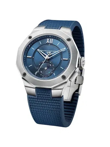 Baume & Mercier Men's Riviera 10761 Stainless Steel, Rubber & Canvas Strap Watch/43MM - Blue | Thumbnail 5 Baume & Mercier Men's Riviera 10761 Stainless Steel, Rubber & Canvas Strap Watch/43MM - Blue | Thumbnail 5