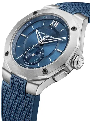 Baume & Mercier Men's Riviera 10761 Stainless Steel, Rubber & Canvas Strap Watch/43MM - Blue | Thumbnail 7 Baume & Mercier Men's Riviera 10761 Stainless Steel, Rubber & Canvas Strap Watch/43MM - Blue | Thumbnail 7