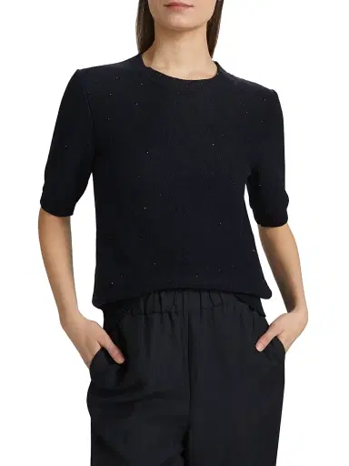 Fabiana Filippi Women's Sequined Cotton-Blend Crewneck Sweater - Blu Notte | Thumbnail 3 Fabiana Filippi Women's Sequined Cotton-Blend Crewneck Sweater - Blu Notte | Thumbnail 3