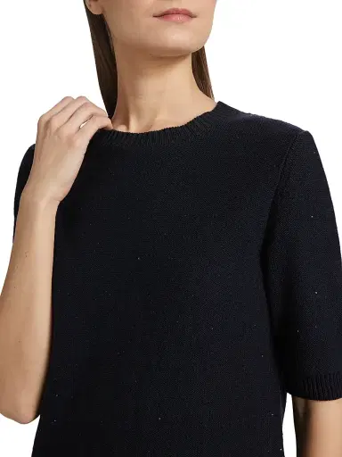 Fabiana Filippi Women's Sequined Cotton-Blend Crewneck Sweater - Blu Notte | Thumbnail 6 Fabiana Filippi Women's Sequined Cotton-Blend Crewneck Sweater - Blu Notte | Thumbnail 6