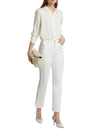 SIMKHAI Women's Amelia Pearl Embellished High-Rise Jeans - | Thumbnail 2 SIMKHAI Women's Amelia Pearl Embellished High-Rise Jeans - | Thumbnail 2