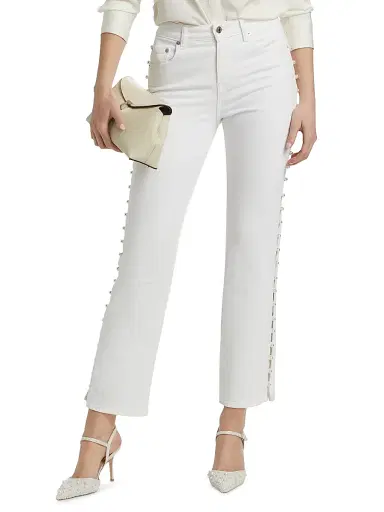 SIMKHAI Women's Amelia Pearl Embellished High-Rise Jeans - | Thumbnail 3 SIMKHAI Women's Amelia Pearl Embellished High-Rise Jeans - | Thumbnail 3