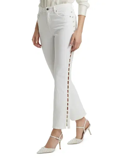SIMKHAI Women's Amelia Pearl Embellished High-Rise Jeans - | Thumbnail 4 SIMKHAI Women's Amelia Pearl Embellished High-Rise Jeans - | Thumbnail 4