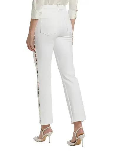 SIMKHAI Women's Amelia Pearl Embellished High-Rise Jeans - | Thumbnail 5 SIMKHAI Women's Amelia Pearl Embellished High-Rise Jeans - | Thumbnail 5