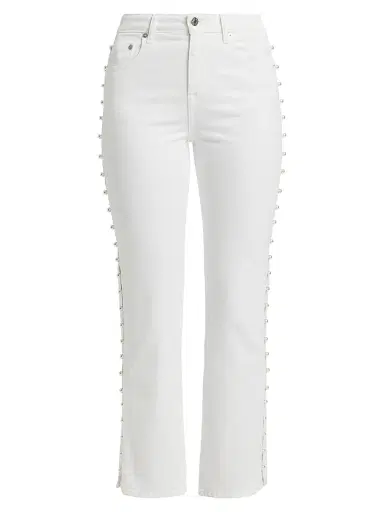 SIMKHAI Women's Amelia Pearl Embellished High-Rise Jeans - | Thumbnail 1 SIMKHAI Women's Amelia Pearl Embellished High-Rise Jeans - | Thumbnail 1