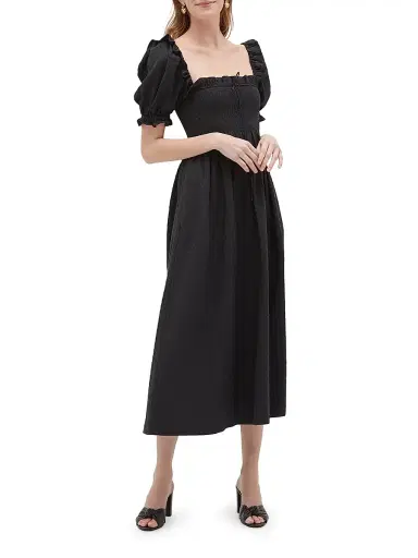 Hill House Home Women's The Scarlett Midi Nap Dress - Black Textured Dot - Size XS | Thumbnail 2 Hill House Home Women's The Scarlett Midi Nap Dress - Black Textured Dot - Size XS | Thumbnail 2