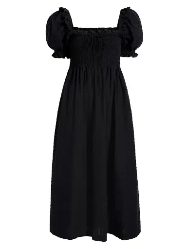 Hill House Home Women's The Scarlett Midi Nap Dress - Black Textured Dot - Size XS | Thumbnail 1 Hill House Home Women's The Scarlett Midi Nap Dress - Black Textured Dot - Size XS | Thumbnail 1