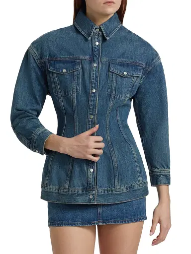 Wardrobe.NYC Women's Contour Denim Jacket - Indigo - Size XXS | Thumbnail 3 Wardrobe.NYC Women's Contour Denim Jacket - Indigo - Size XXS | Thumbnail 3