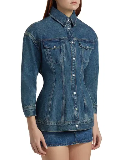 Wardrobe.NYC Women's Contour Denim Jacket - Indigo - Size XXS | Thumbnail 4 Wardrobe.NYC Women's Contour Denim Jacket - Indigo - Size XXS | Thumbnail 4