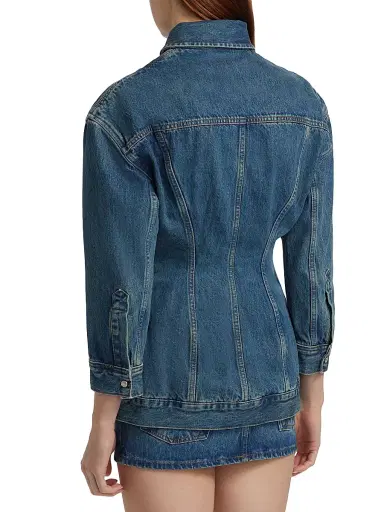 Wardrobe.NYC Women's Contour Denim Jacket - Indigo - Size XXS | Thumbnail 5 Wardrobe.NYC Women's Contour Denim Jacket - Indigo - Size XXS | Thumbnail 5